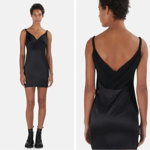 RtA Cali Slip Mini Dress 100% Silk Black Elegant Black Mini Dress Size 0